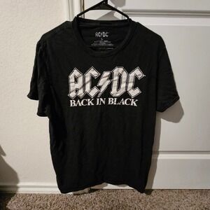 AC/DC Back in Black Graphic T-Shirt Rock Band Tee Mens Large